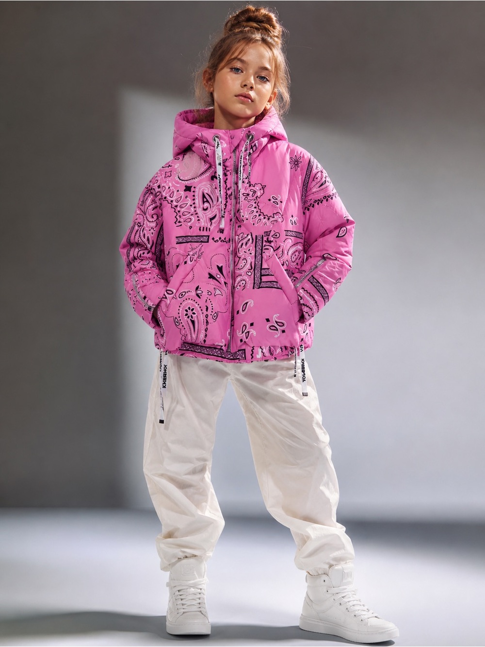 Khrisjoy Kids Pink Bandana Puffer Jacket – Size 12Y – New With Tags - Picture 7 of 17
